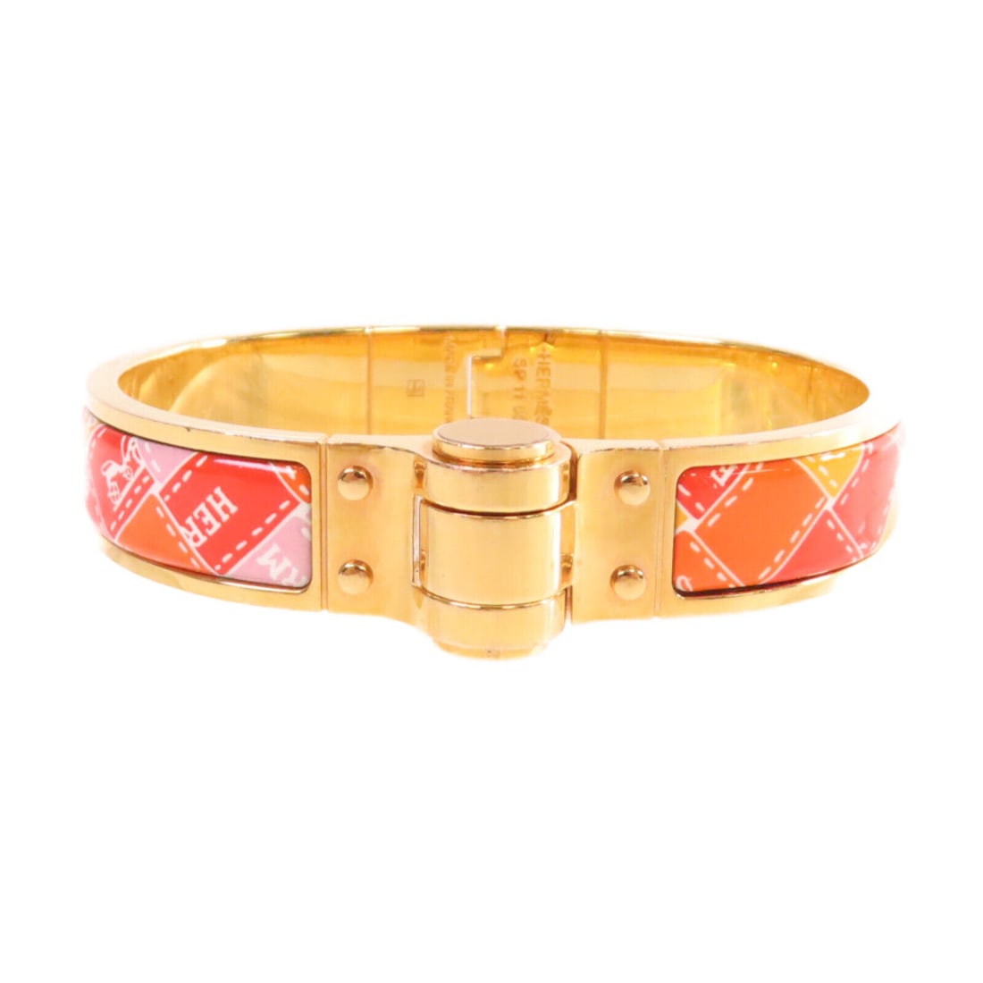 HERMES GHW Charniere Bracelet Bangle Metal Enamel Orange Gold Tone Color: HERMES GHW Charniere Bracelet Bangle Metal Enamel Orange Gold Tone Color Style: Bangle Material: Other Color: Orange Metal: Other Size Type: Regular Main Stone: No Stone Type: Bangle Frame Color: Oran