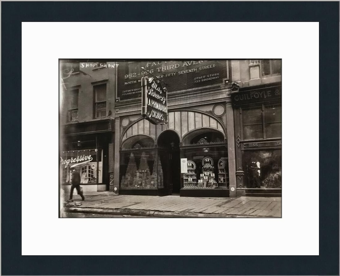 NY Max Shearzs La Primadora Cigar Shop 1153 Broadway Custom Framed Print: NY Max Shearzs La Primadora Cigar Shop 1153 Broadway Custom Framed Print Artist: unknown Unit Of Sale: Single Piece Size: Medium Item Length: 18 in Region Of Origin: united states Framing: Matted & Fr