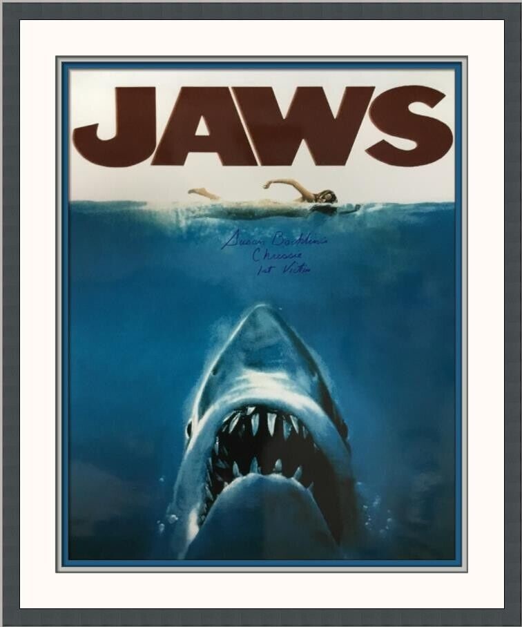 JAWS Susan Backlinie Autographed 26x24 Photo Custom Framed: JAWS Susan Backlinie L/ED Autographed Photo Custom Framed V Industry: Movies Personalize: No Movie: Jaws Signed By: Susan Backlinie Size: 26x24 Signed: Yes Object Type: Photograph Original/Reproductio