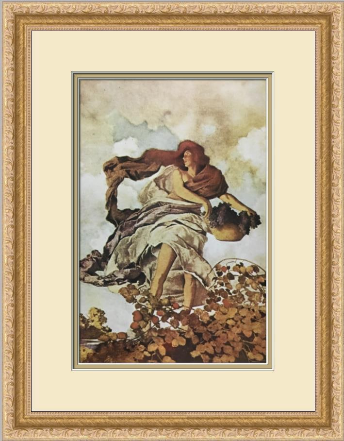 Maxfield Parrish Autumn Custom Framed Print: Maxfield Parrish Autumn Custom Framed Print Size: Medium Region Of Origin: united states Artist: Maxfield Parrish Production Technique: Lithography Framing: Matted & Framed Style: Impressionism Item H