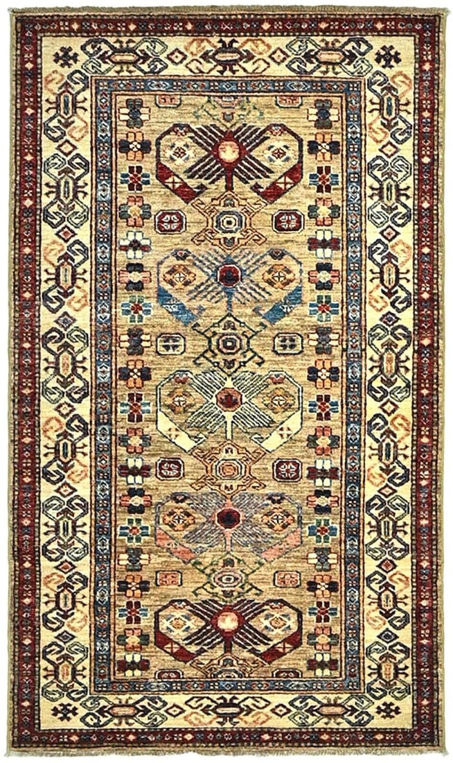 Geometric Tribal Farmhouse 3x5 Kazak Area Rug Wool Hand-Knotted: Geometric Tribal Farmhouse Decor 3X5 Kazak Area Rug Oriental Bedroom Boho Carpet Free continental US Shipping Type: Area Rugs Color: Beige Cream Blue Red Green Maroon etc Size: 2"11 X 5"0 Ft Material:
