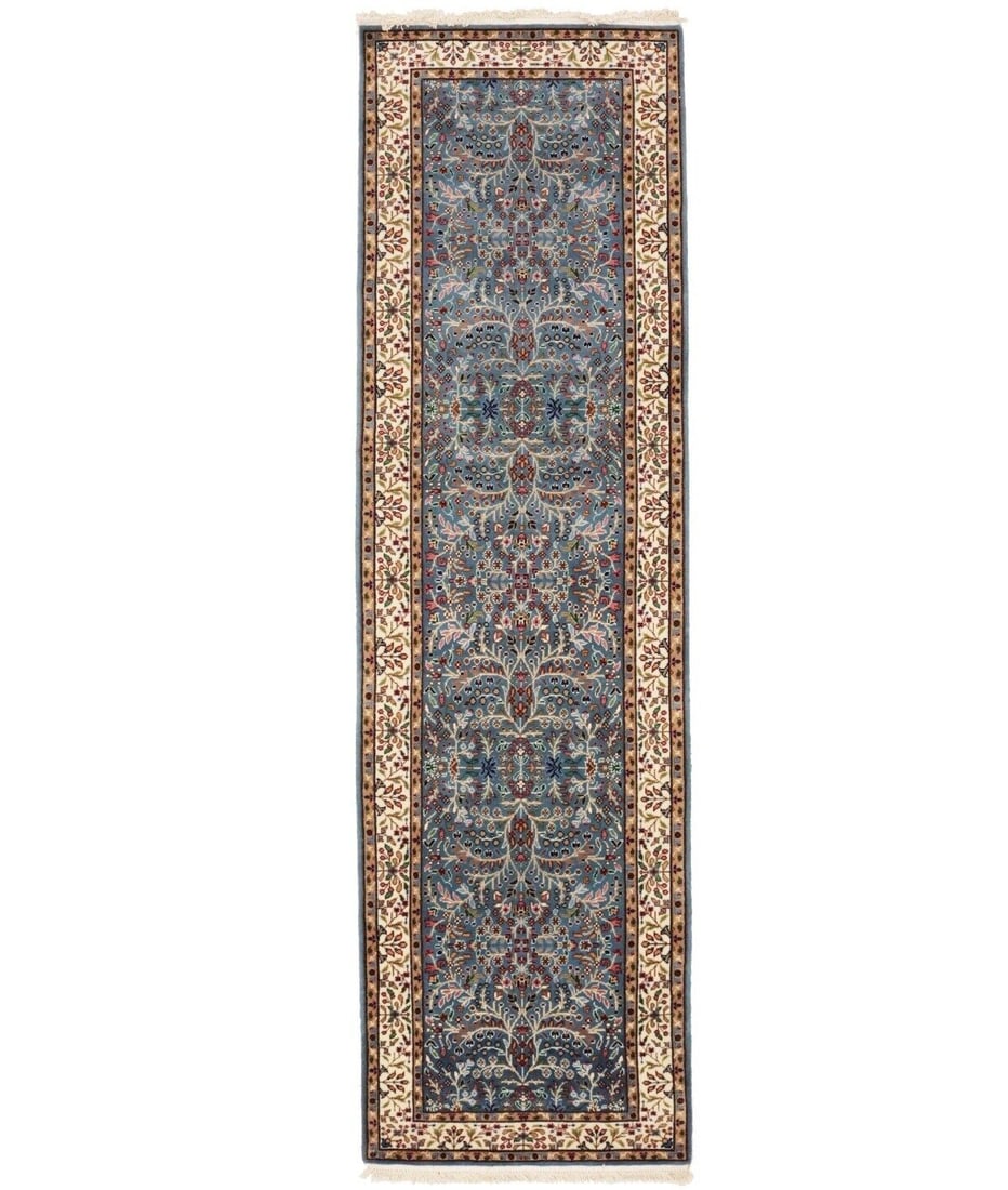 Blue Handmade Classic Floral Kitchen Runner Rug 29X97 Vintage Wool Carpet: Blue Handmade Classic Floral 29X97 Kitchen Oriental Runner Rug Kirman Carpet Free continental US Shipping Type: Runners Color: Blue Cream Pink Maroon Green Brown Beige Dark Navy etc Size: 2"9 X 9"7 Ft