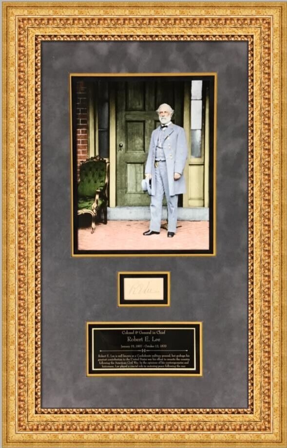 General Robert E Lee Signed Cut Signature Custom Framed JSA LOA: General Robert E Lee Signed Cut Signature Custom Framed JSA LOA Industry: Historical Signed By: Robert E Lee Signed: Yes Autograph Authentication: James Spence (JSA) Original/Reproduction: Original Pr