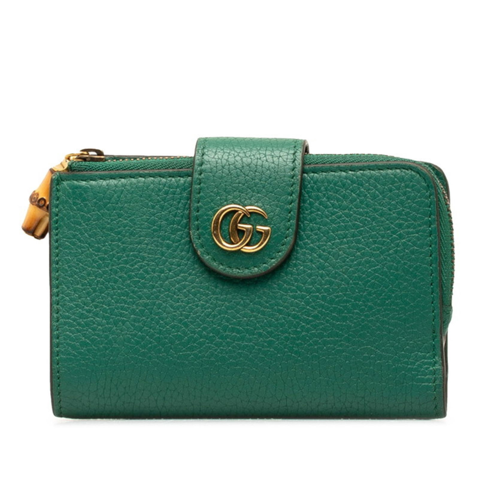 Gucci Bamboo Bi-fold Compact Wallet 739498 Green Leather Women's GUCCI: Gucci Bamboo Bi-fold Compact Wallet 739498 Green Leather Women's GUCCI Brand: Gucci Type: Wallet (bi-fold) Gender: Women Material: Leather Leather: Color: Green Size (HxWxD): 8cm x 13cm x 2cm / 3.14 x