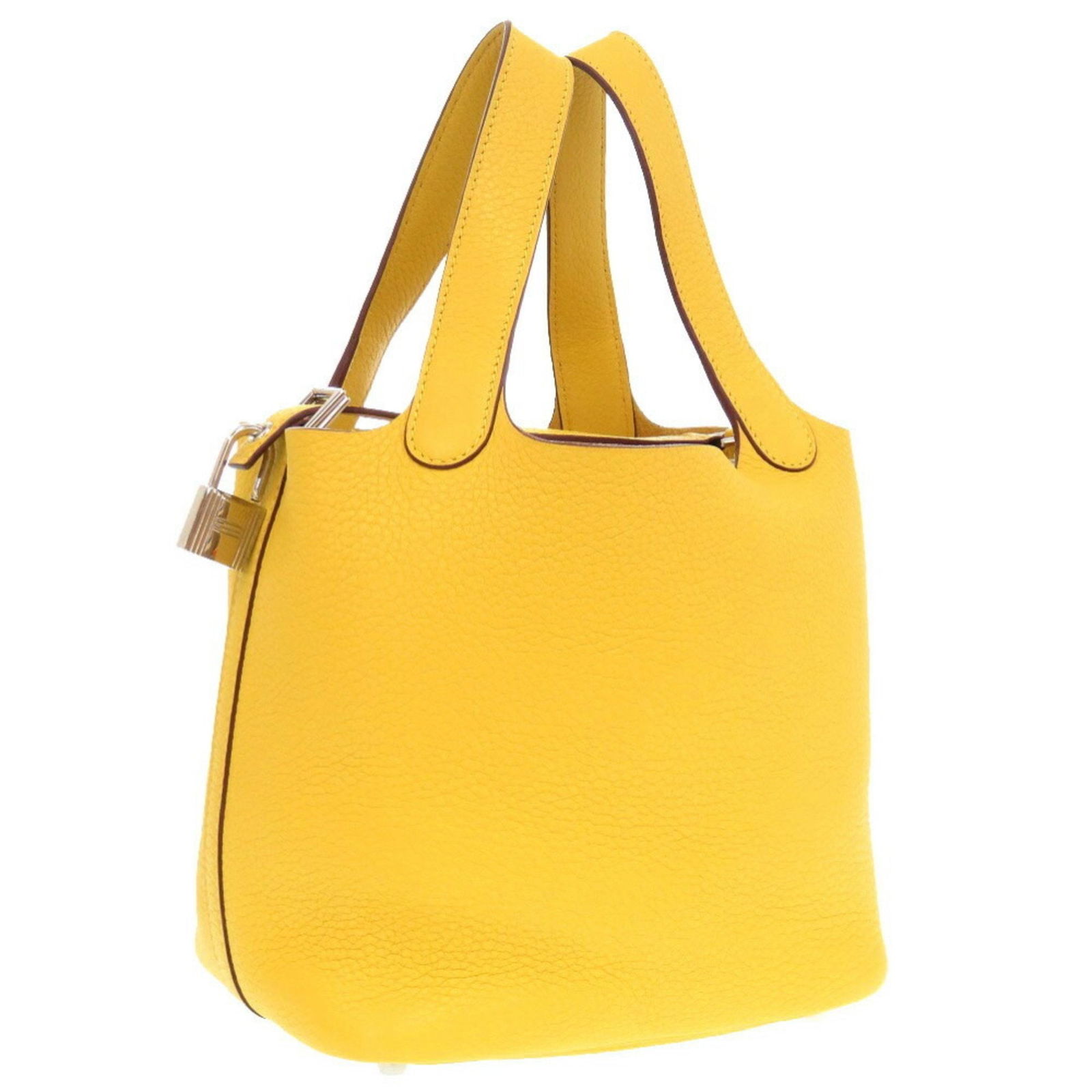 Hermes Picotin Lock PM Taurillon Clemence Soleil #M stamped handbag yellow 1504 HERMES: Hermes Picotin Lock PM Taurillon Clemence Soleil #M stamped handbag yellow 1504 HERMES Brand: Hermes Type: Handbag Material: Taurillon clemence leather Taurillon clemence leather: Color: Sun Gender: W