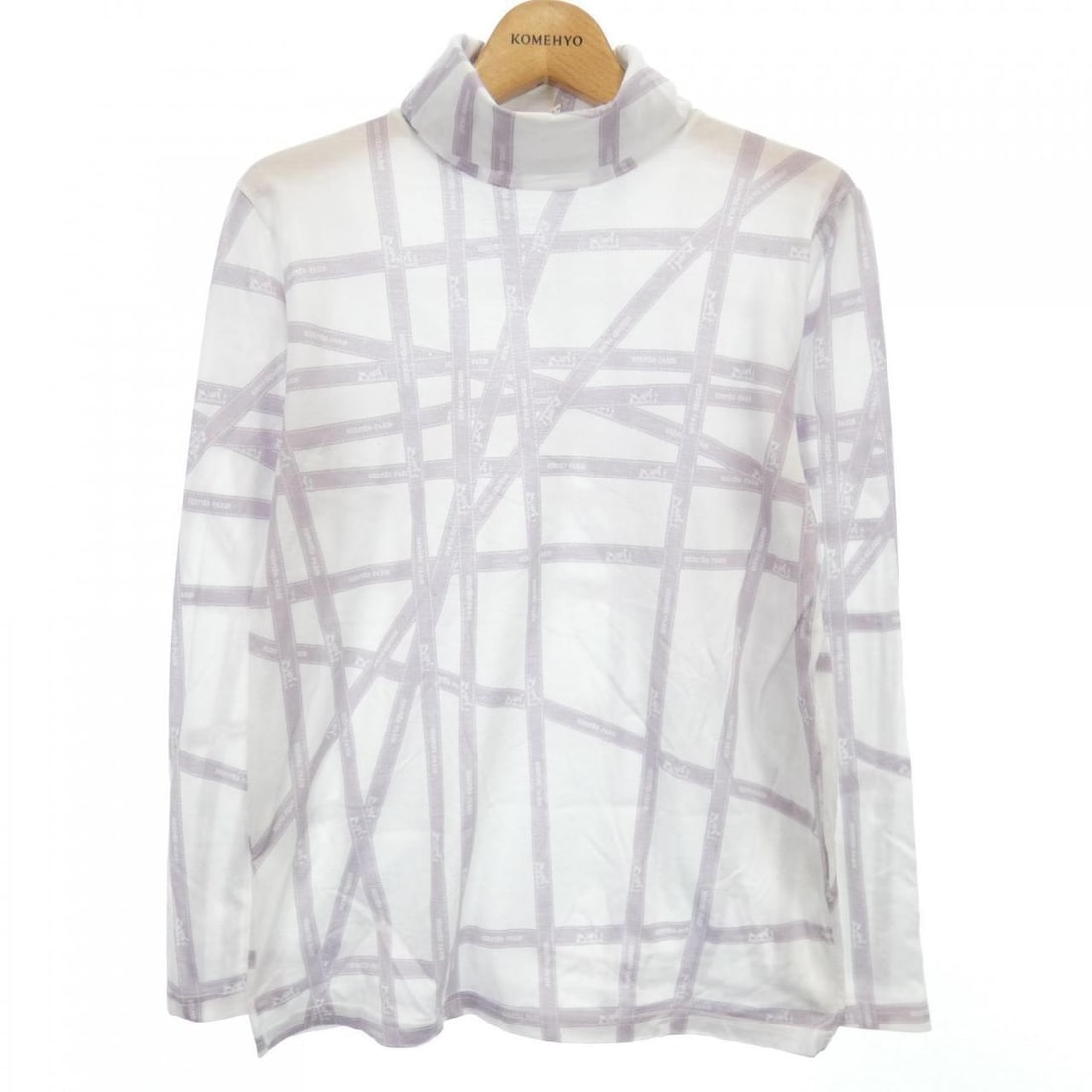 VINTAGE HERMES Tops: VINTAGE HERMES Tops Style: TOPS Color: White Purple See-through Gender: Ladies Size: M Size Type: Regular Type: TOPS B: Reasonable Wear and Tear The BIDHAUS Guarantee: All items in this auction are gu