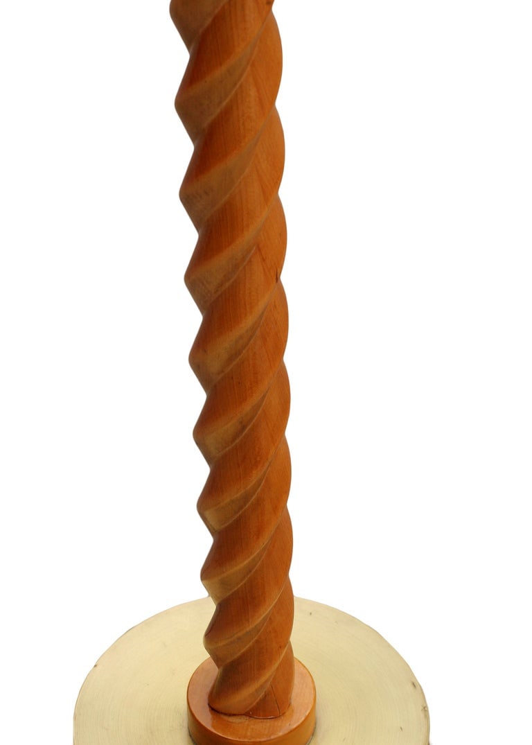 Carved Oak Floor Lamp or Torchiere Attributed to Russel Wright: Carved Oak Floor Lamp or Torchiere Attributed to Russel Wright Attributed to: Russel Wright (Designer) Dimensions: Height: 65.5 in (166.37 cm)Diameter: 15 in (38.1 cm) Style: Mid-Century Modern (Of th