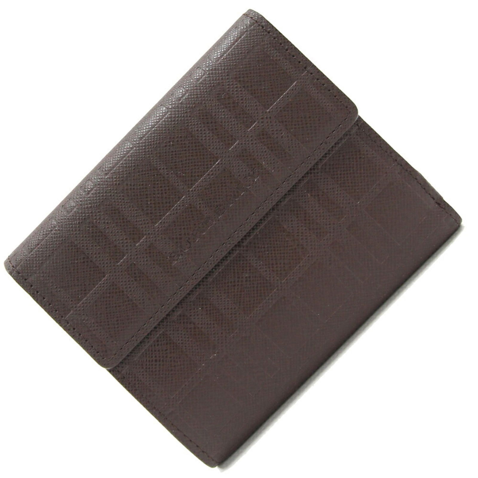 Burberry Bifold Wallet Dark Brown Leather Check W Double Sided Ladies BURBERRY: Burberry Bifold Wallet Dark Brown Leather Check W Double Sided Ladies BURBERRY Brand: Burberry Type: Wallet (bi-fold) Gender: Women Material: Leather Leather: Color: Dark brown Size (HxWxD): 10cm x 11