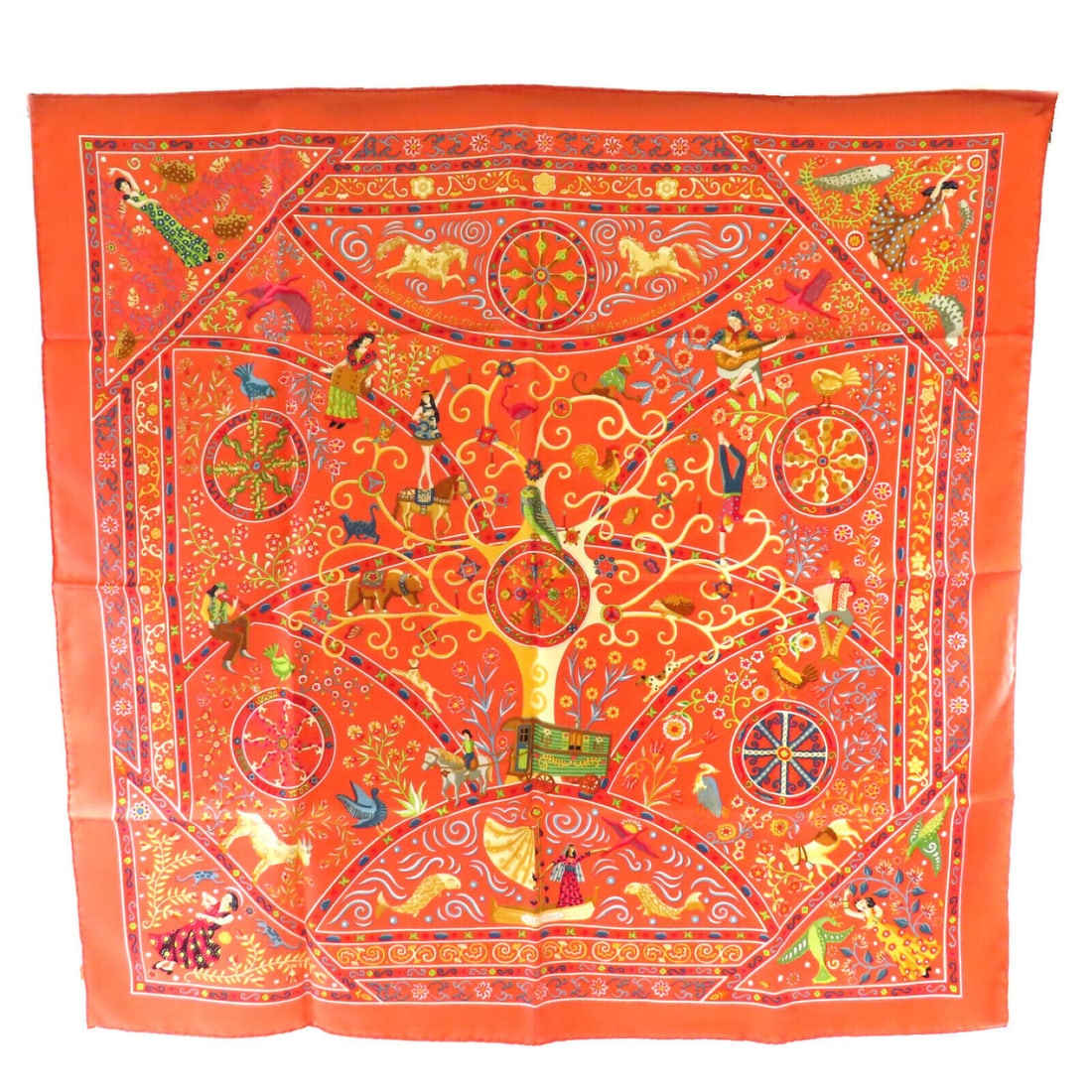 HERMES 90x90 Scarf Scarves Silk Orange Gold Multicolor: HERMES 90x90 Scarf Scarves Silk Orange Gold Multicolor Style: Scalf Material: silk Color: Orange Size Type: Regular Type: Scalf Frame Color: Orange AB: Very Good The BIDHAUS Guarantee: All items in th