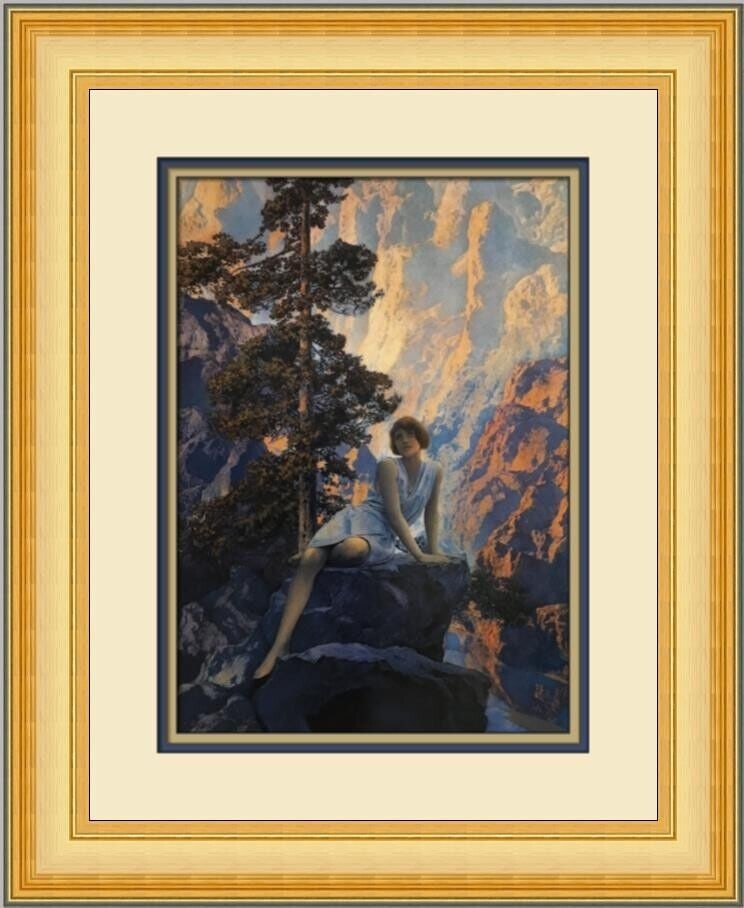 Maxfield Parrish Solitude Lithograph Custom Framed Print 20x17 inches: Maxfield Parrish Solitude Custom Framed Print Artist: Maxfield Parrish Unit Of Sale: Single Piece Size: Medium Custom Bundle: No Item Length: 17 in Region Of Origin: united states Framing: Matted & Fr