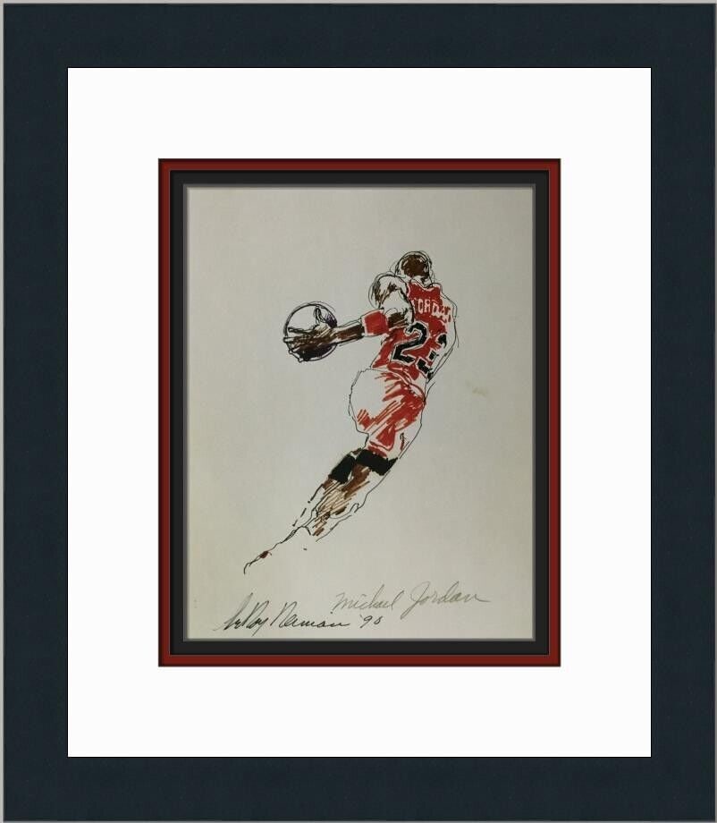 Leroy Neiman Michael Jordan Custom Framed Print 14x12 inches: Leroy Neiman Michael Jordan I Custom Framed Print Unit Of Sale: Single Piece Artist: LeRoy Neiman Size: Medium Item Length: 12 in Region Of Origin: United States Framing: Matted & Framed Personalize: 