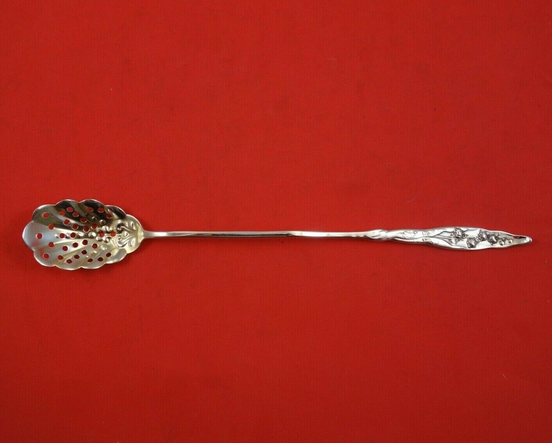 Lily of the Valley Sterling Silver Olive Spoon Gold Wash 9 inches: Lily of the Valley by Whiting Sterling Silver Olive Spoon GW Long Original 9" Seller Notes: "Excellent condition" Maker: Whiting Composition: Sterling Silver Age: 1850-1899 Brand: Whiting Pattern: Lil