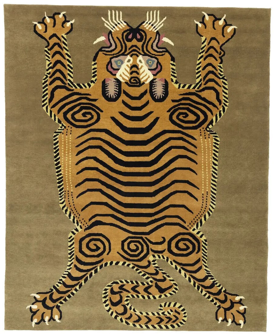 Khaki Tribal Pictorial 8X10 Fine Nepali Oriental Rug Large Carpet: Dining Room Khaki Tribal Pictorial 8X10 Fine Nepali Oriental Rug Large Carpet Free continental US Shipping Type: Area Rugs Size: 8"1" x 9"11" Color: Khaki Orange Black etc Weave: Hand-Knotted Material