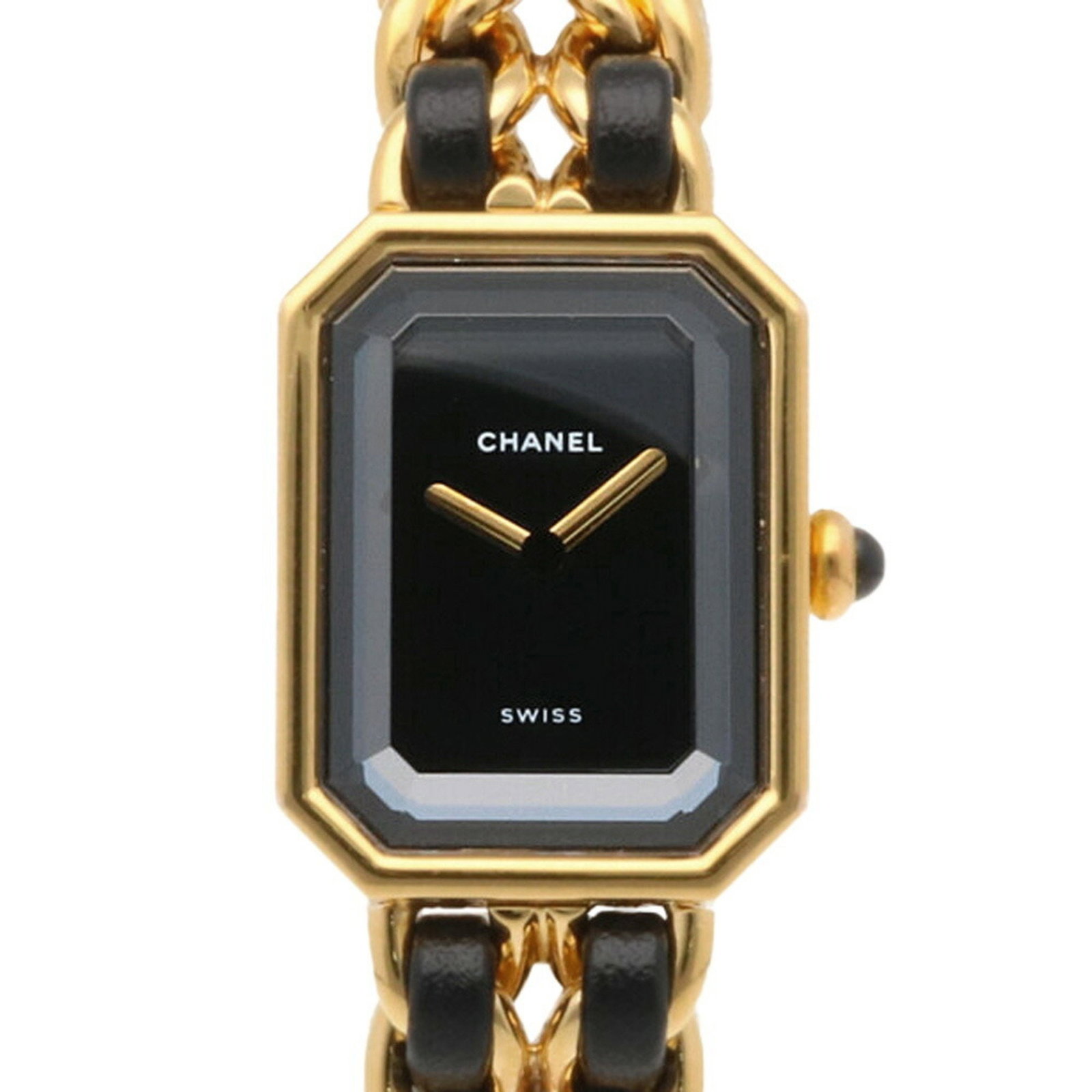 Chanel Premiere L Watch GP H0001 Quartz Ladies CHANEL: Chanel Premiere L Watch GP H0001 Quartz Ladies CHANEL Brand: Chanel Model: H0001 Type: Wristwatch Gender: Women Material (Case): Gold plated Material (Band): Gold plated Color: Black Color (Dial): Bla