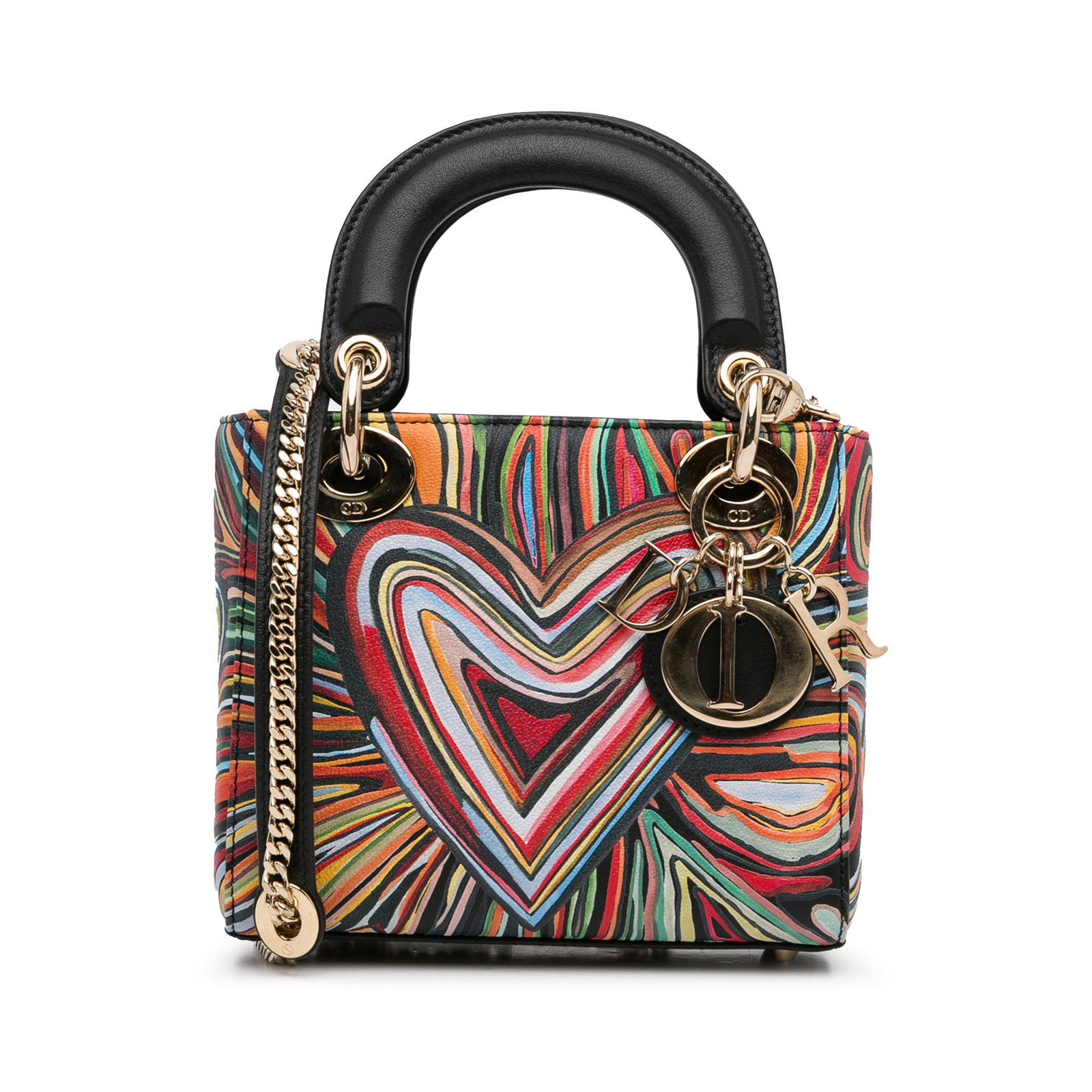 Limited Edition Mini Lady DiorAmour Lady Dior: Limited Edition Mini Lady DiorAmour Lady Dior This satchel features a printed leather body flat leather handles a detachable flat chain strap a fold-in flap closure and interior zip and slip pockets. 