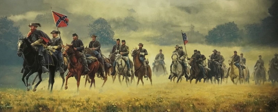 Mort Kunstler Civil War Print Stuarts Ride Custom Framed 15in x 10in: Mort Kunstler Civil War Small Print Stuarts Ride Around McClellan Custom Frame Artist: Mort Kunstler Mort Kunstler Unit Of Sale: Single-Piece Work Size: Small Item Length: 15 in Region Of Origin: New 