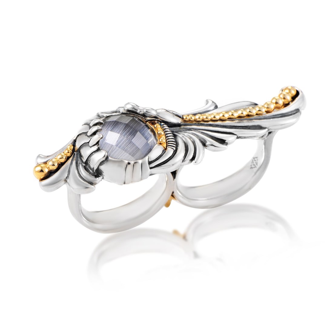 Stephen Webster Jewels Verne Sterling Silver Gemstone Two-Finger Ring 3012740002: Stephen Webster Jewels Verne Sterling Silver Gemstone Two-Finger Ring 3012740002 An extraordinarily stunning design with a majestic ornamentation and spellbinding allure, this outstanding double ring