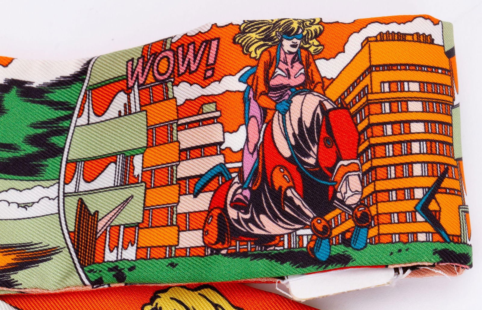 Hermes BN Comic Print Twilly: Hermes BN Comic Print Twilly Designer: Hermes Dimensions: Height: 2 in (5.08 cm)Length: 34 in (86.36 cm) Place of Origin: France Period: 21st Century Pre-Owned The BIDHAUS Guarantee: All items in this