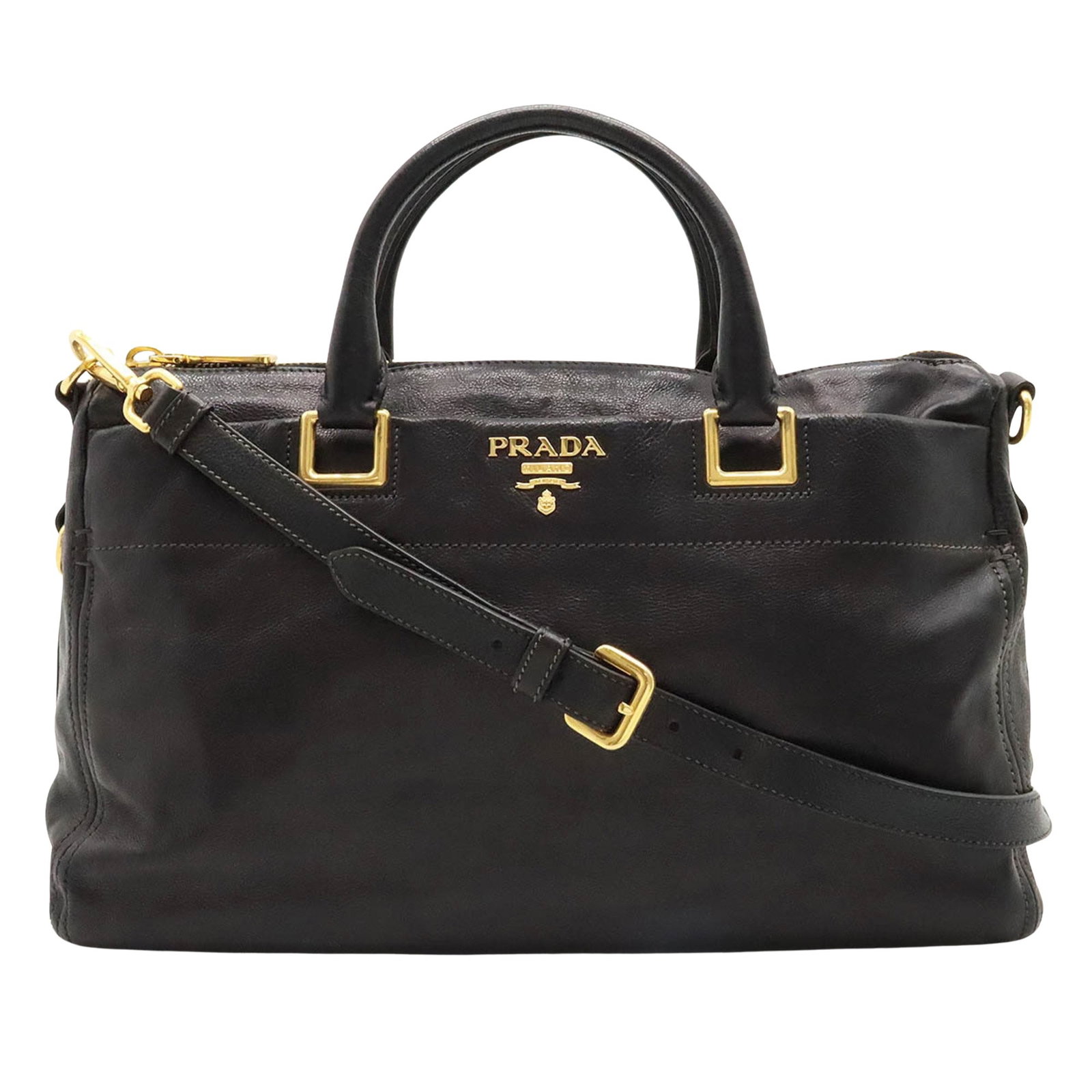 Prada Saffiano Black Leather Bag Elegant Practical: Prada Saffiano Brand: Prada Model: Saffiano Color: Black Material: Leather Dimensions: 23cm x 36cm x 13.5cm Strap Length 110cm Comments: If you're in search of a bag that is both practical and elegant