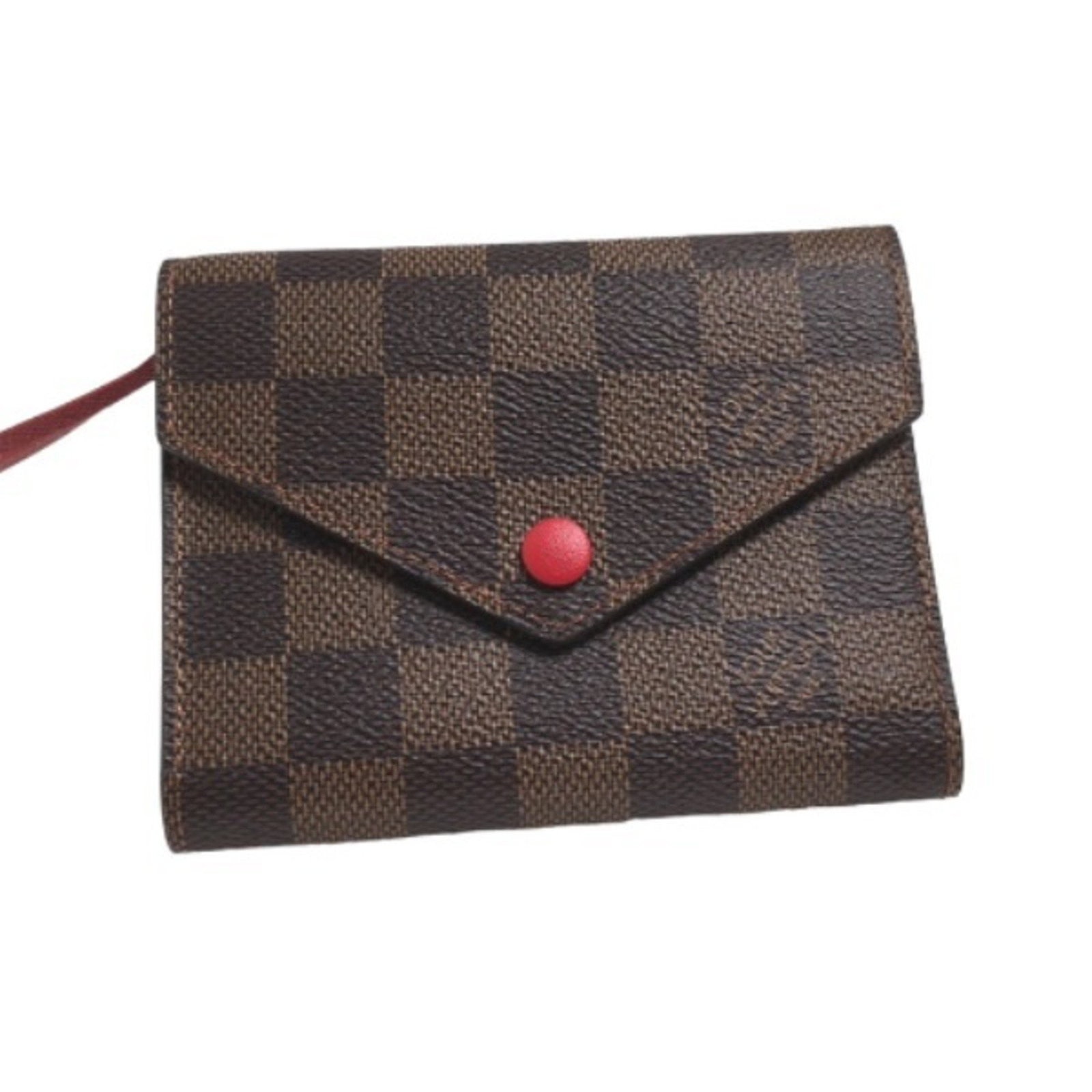 Louis Vuitton Red Victorine Monogram Trifold Wallet: LOUIS VUITTON Card Case with Coin Monogram Portefeuille Victorine N41659 Louis Vuitton Red Trifold Wallet LV Brand: Louis Vuitton Type: Wallet (tri-fold) Gender: Women Material: Monogram Monogram: Col