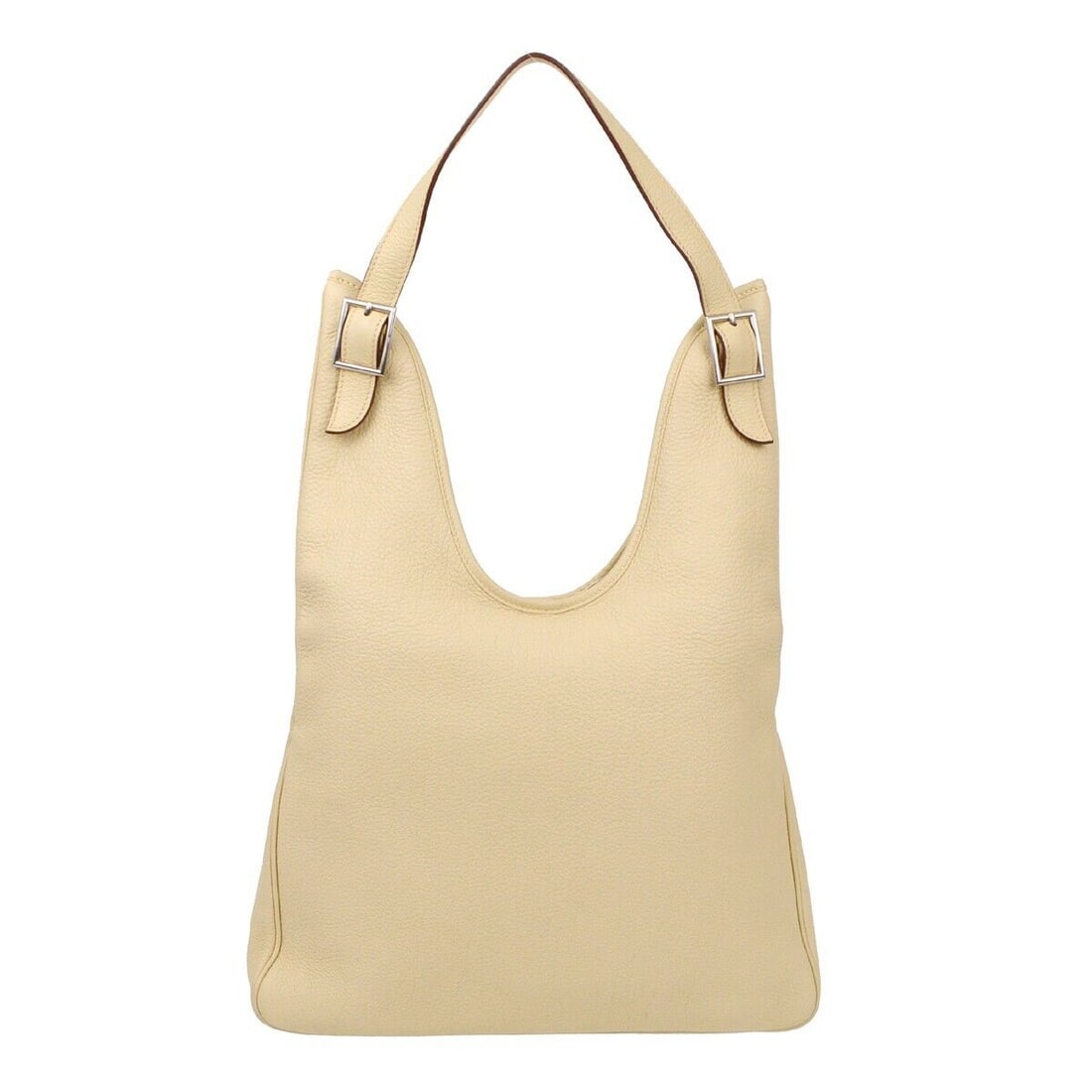 Hermes Ivory Taurillon Clemence Massai PM Shoulder Bag: Hermes Ivory Taurillon Clemence Massai PM Shoulder Bag FP#M Bag Width: 13 in Bag Height: 11 in Closure: Zip Occasion: Casual Size: Large Handle Style: Shoulder Strap Lining Material: Leather Bag Depth