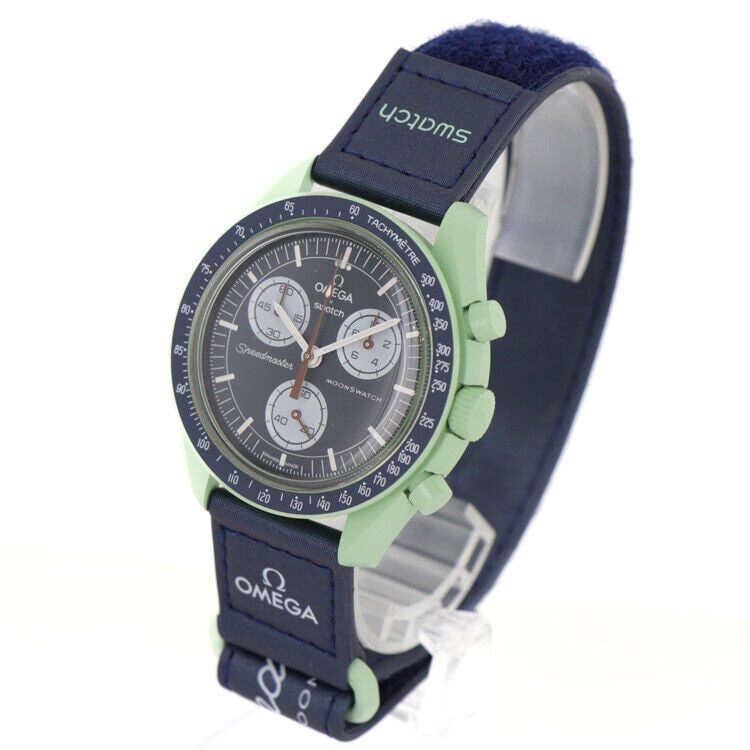 OMEGA x Swatch Speedmaster Moonwatch Mission on Earth Quartz Watch: OMEGA x Swatch Speedmaster Moonwatch Mission on Earth S033G100 Mens Watch Type: wristwatch Brand OMEGA Products Men's watches Product Name Swatch Speedmaster Moonwatch Mission on Earth Model number S0