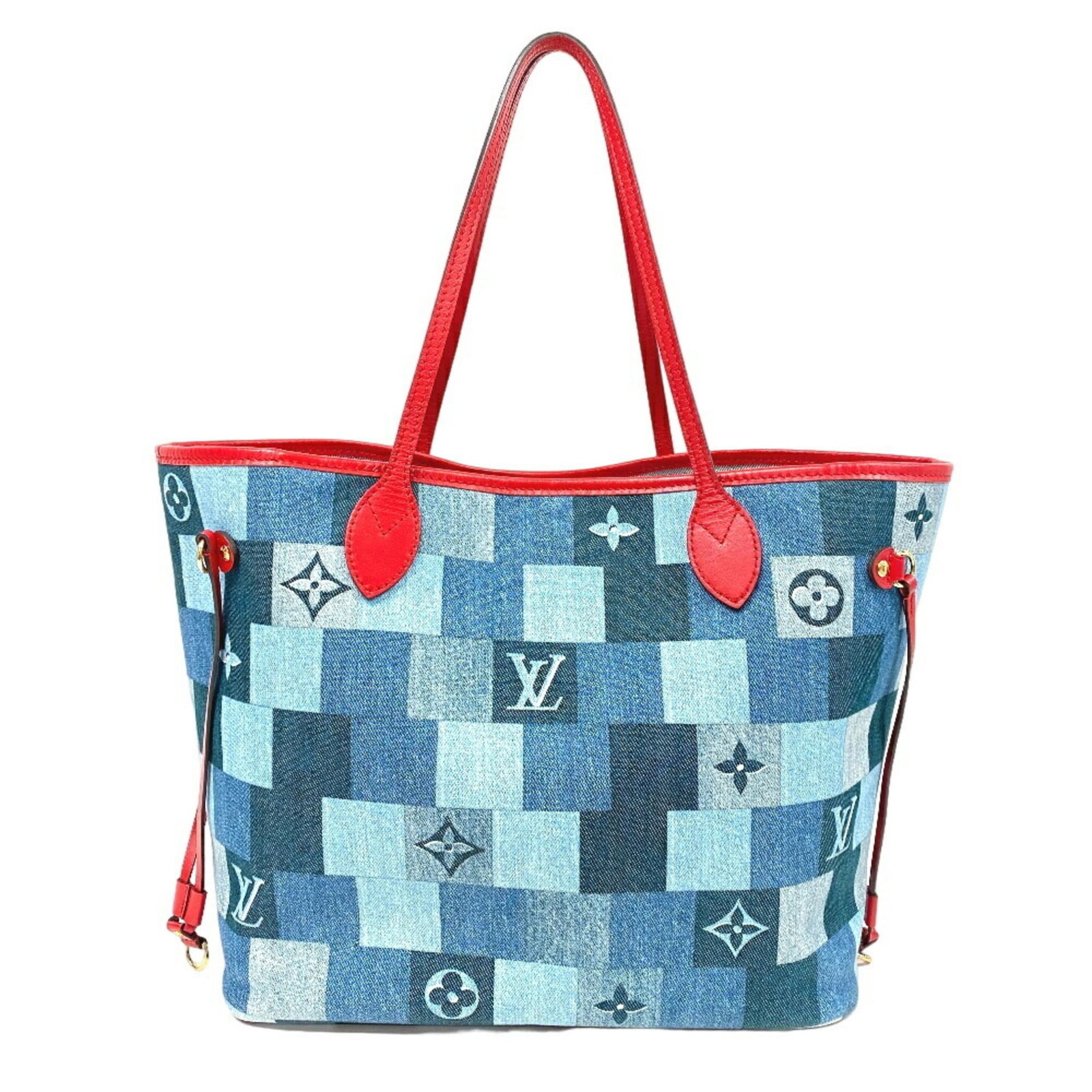 Louis Vuitton Neverfull MM Monogram Denim Tote Bag Blue: LOUIS VUITTON M44981 Neverfull MM Tote Bag Blue Unisex Z0006881 Brand: Louis Vuitton Line: Monogram Denim Model: M44981 Type: Tote bag Material: Monogram Denim Monogram Denim: Color: Blue Red color Ge
