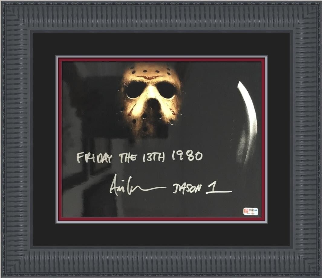 Ari Lehman Signed Friday The 13th Framed Photograph: This original 17 x 20 framed photograph features Ari Lehman's autograph, the first actor to portray Jason in the iconic horror movie "Friday the 13th." This pre-owned item is a must-have for movie ent