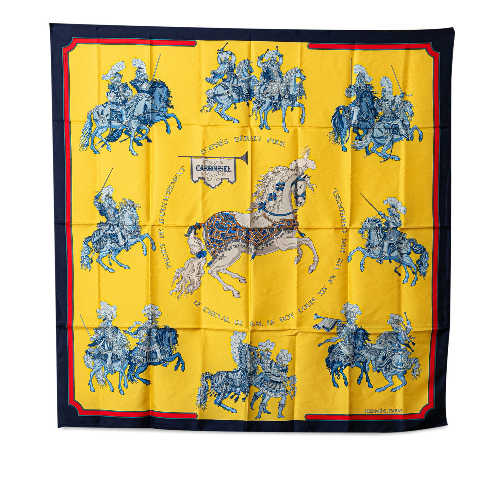 Hermes Carrousel Yellow Silk Scarf 89x88 cm: Hermes Carrousel Silk Scarf The Carrousel scarf features a print on 100% silk. Brand: Hermes Model: Carrousel Silk Scarf Origin: France Category: Accessories Color: Yellow Style: Material: Fabric Cond