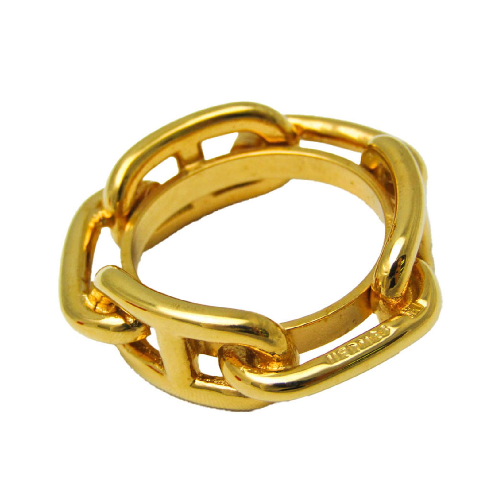 Hermes Gold Metal Scarf Ring Lugate Shane Dunkle: Hermes Metal Scarf Ring Gold Lugate Shane Dunkle Brand: Hermes Model: Lugate Shane Dunkle Type: Scarf ring Gender: Women Material: Metal Metal: Color: Gold Size (HxWxD): 3cm x 3cm x 1cm / 1.18 x 1.18