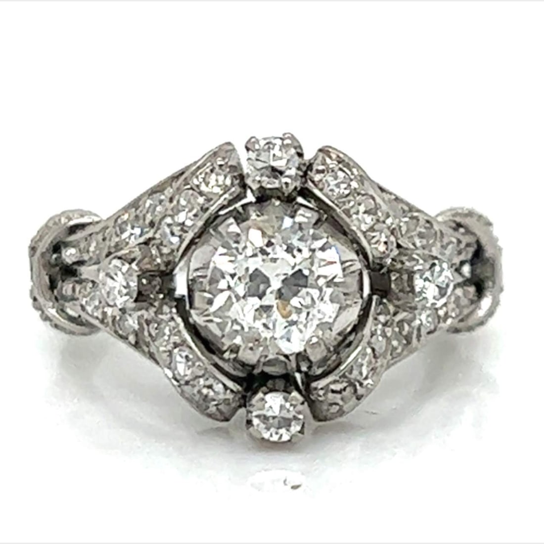 Art Deco Platinum Diamond Ring with 0.80 Ct. Main Stone: Art Deco Platinum Diamond Ring Stone Type: Diamonds Metal Type: Platinum Other: Vintage Appraisal Price: $7000 Comments: Art Deco Platinum Diamond Ring Weighing 8.2 grams Set with an app. 0.80 Ct. J C