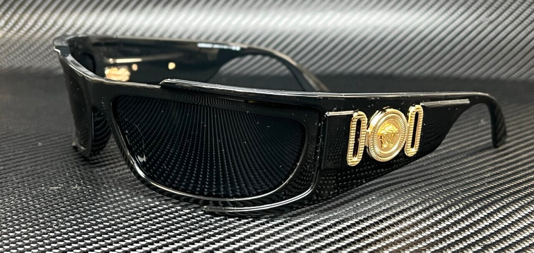 Versace Black Dark Grey Sunglasses for Men 67mm: VERSACE VE4446 536087 Black Dark Grey Mens 67 mm Sunglasses Frame Color: Black Type: Sunglasses New The BIDHAUS Guarantee: All items in this auction are guaranteed to be 100% authentic. At Your Servic