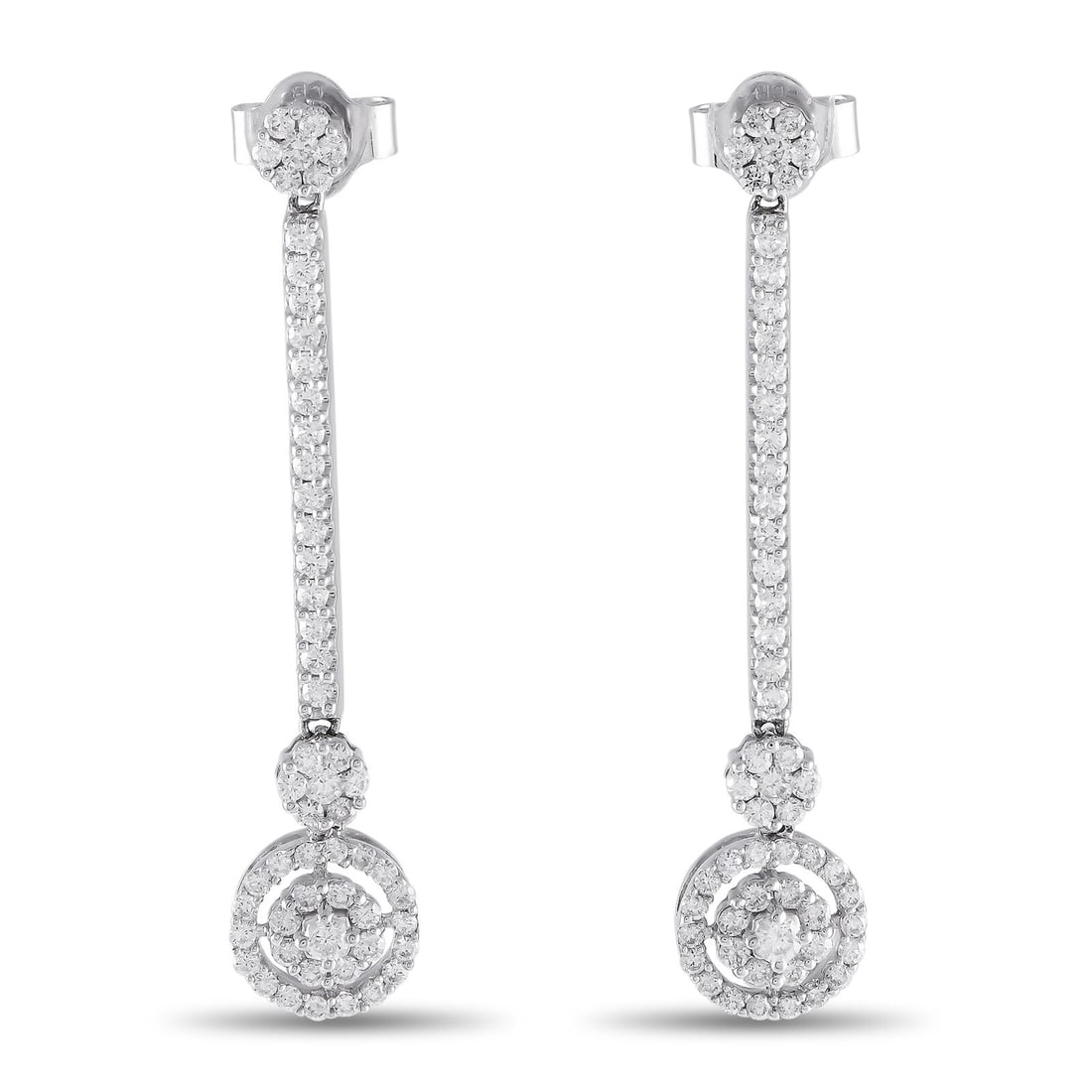 Bucherer 18K White Gold 1.34ct Diamond Dangle Earrings BU10-071224: Bucherer 18K White Gold 1.34ct Diamond Dangle Earrings BU10-071224 Main Stone: Diamond Metal: 18K White Gold Metal Purity: 750 Style: Dangle Type: Dangle Main Stone Color: Diamond Base Metal: 18K Whit