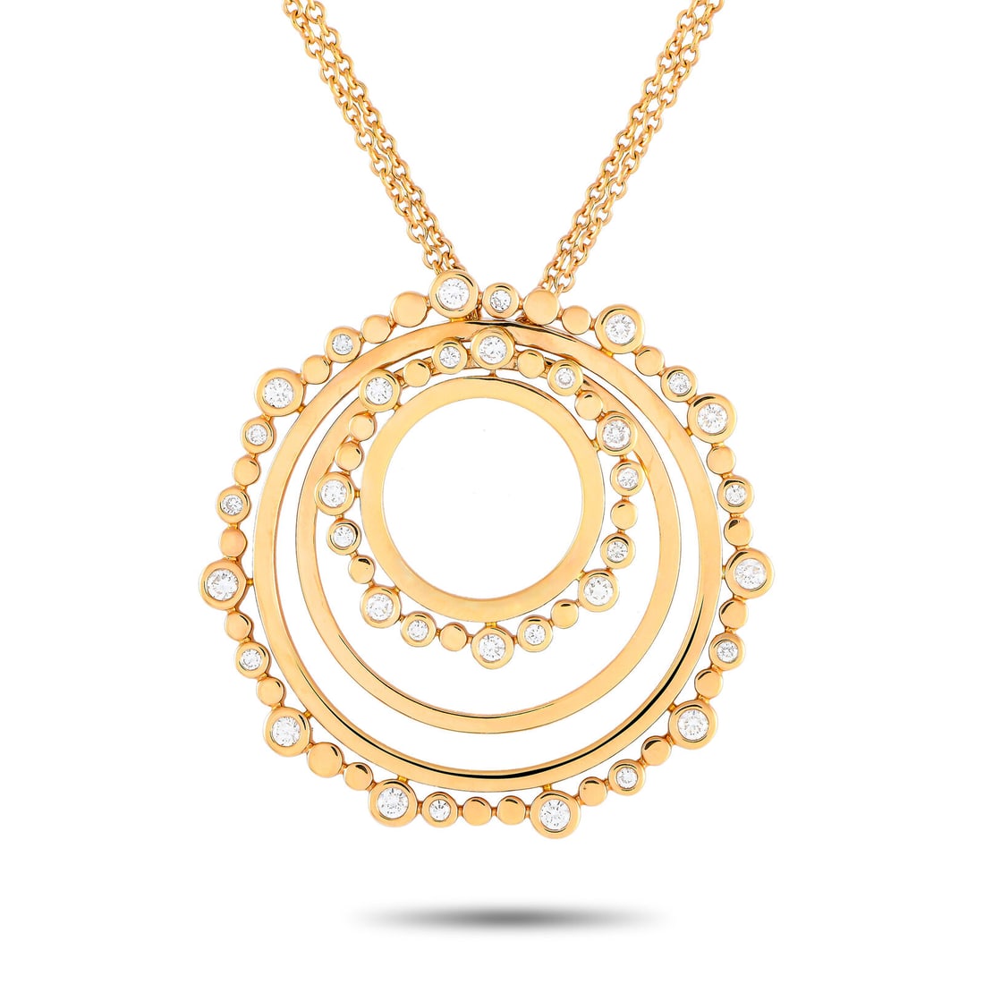 Bucherer 18K Rose Gold 0.69ct Diamond Circle Necklace BU05-071124: Bucherer 18K Rose Gold 0.69ct Diamond Circle Necklace BU05-071124 Main Stone: Diamond Metal: 18K Rose Gold Metal Purity: 750 Style: Chain Main Stone Color: Diamond Base Metal: 18K Rose Gold Total Cara