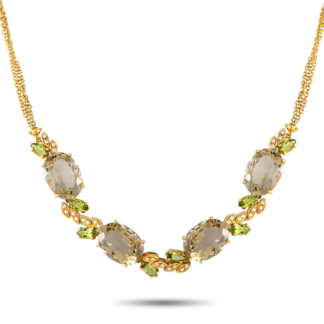 Bucherer 18K Yellow Gold 0.50ct Diamond Quartz and Peridot Necklace BU03-071...: Bucherer 18K Yellow Gold 0.50ct Diamond Quartz and Peridot Necklace BU03-071... Main Stone: Diamond Peridot Quartz Metal: 18K Yellow Gold Metal Purity: 750 Style: Chain Main Stone Color: Diamond Perid