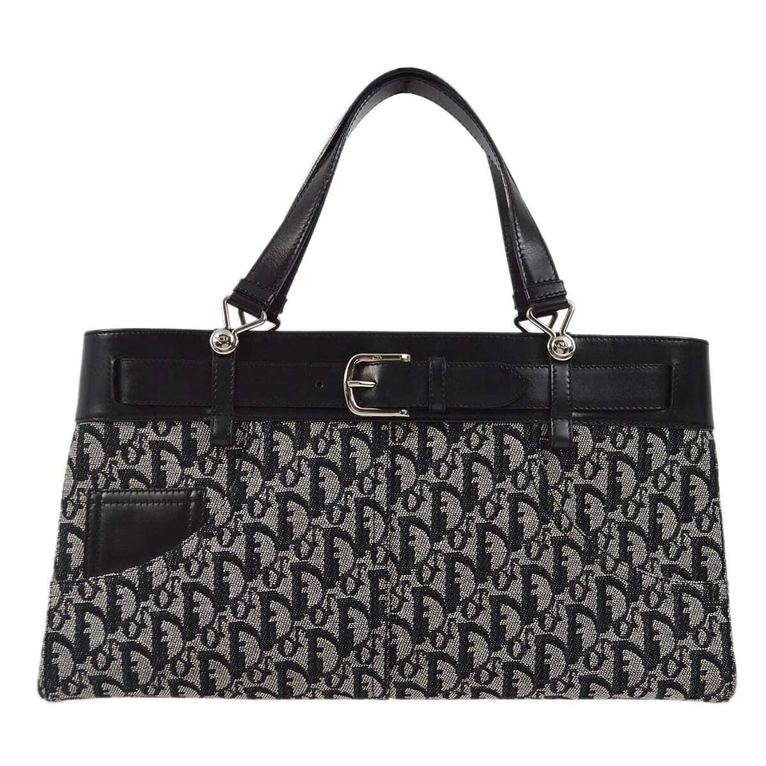 Christian Dior Black Trotter Handbag BM-0032: Christian Dior Black Trotter Handbag BM-0032 Bag Width: 15 in Pattern: Trotter Bag Height: 8 in Occasion: Casual Handle Style: Double Handles Size: Medium Lining Material: Nylon Bag Depth: 4 in Exteri