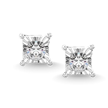 Illusion Square Diamond 1/20 Ct.Tw. Stud Earrings: Illusion Square Diamond 1/20 Ct.Tw. Stud Earrings Add a subtle sparkle to your ensemble with these Sterling Silver diamond Square shape illusion stud Earrings, which feature 2 round brilliant cu