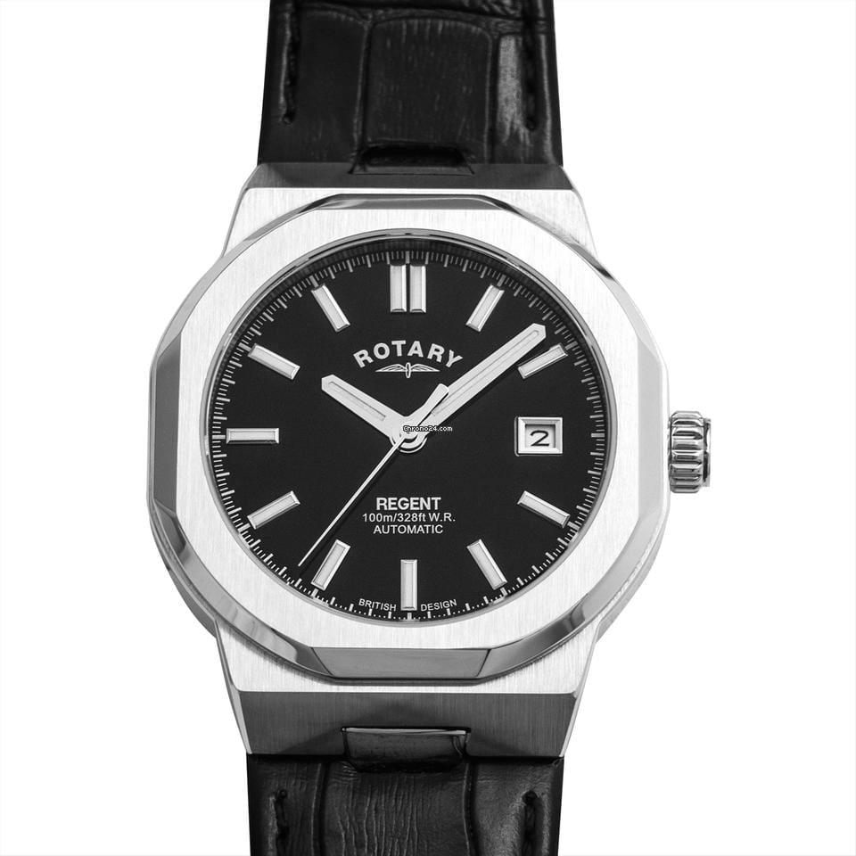 Rotary GS05410/04 - Automatic Black Dial Stainless Steel Men's Watch: Rotary GS05410/04 - Automatic Black Dial Stainless Steel Men's Watch Brand: Rotary Dealer product code: 35681A Movement: Automatic Case material: Steel Bracelet material: Leather Year of production: U