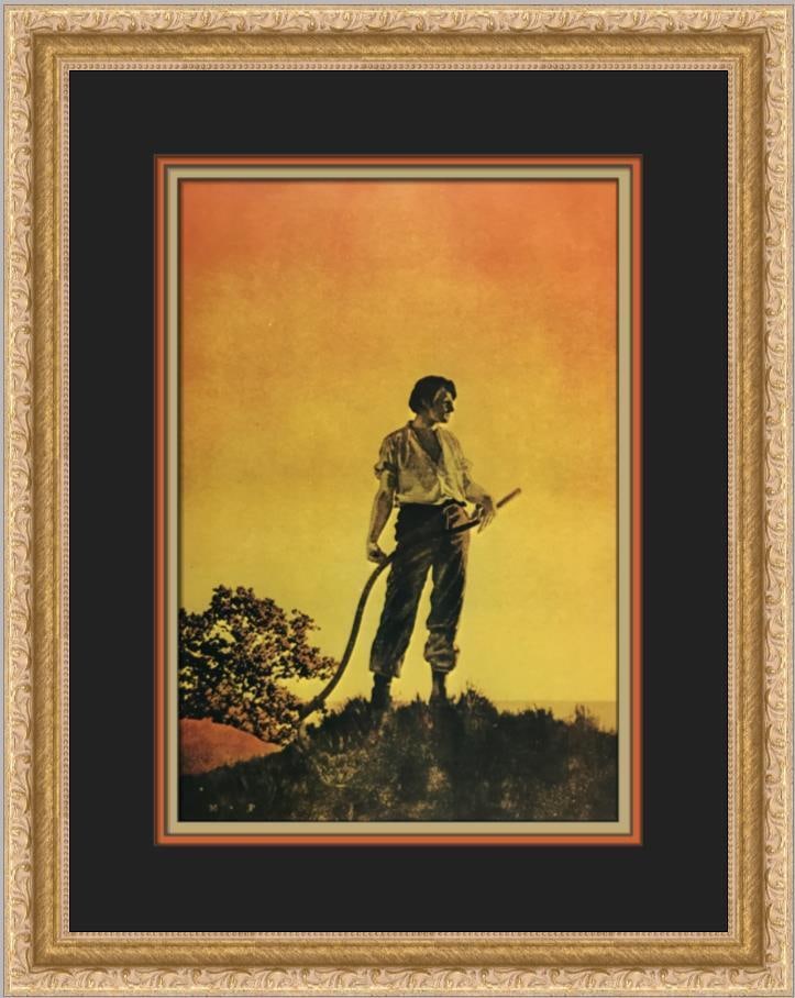 Maxfield Parrish Harvest Framed Print 14x18 in Impressionism Art: Maxfield Parrish Harvest Framed Print 14x18 in Impressionism Art This custom framed print titled 'Harvest' by Maxfield Parrish features an impressionistic style depicting figures. Created using offset