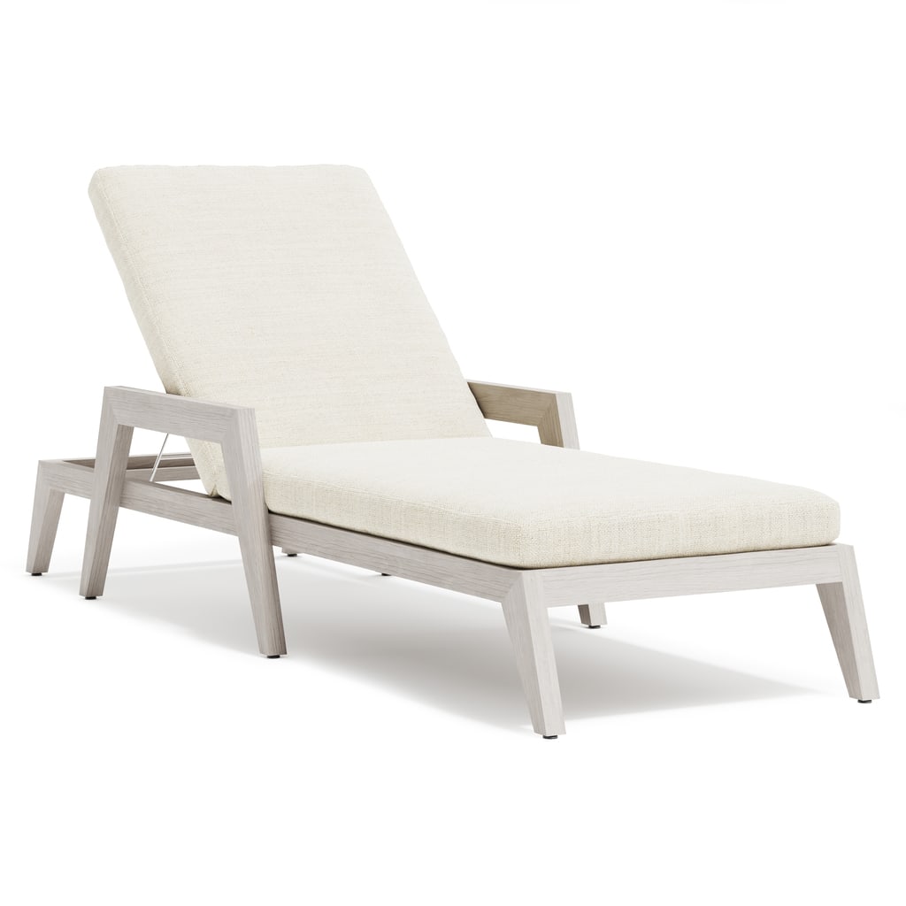 Altea Outdoor Chaise Beige: Altea Outdoor Chaise Beige Overlapping arches create an architectural look in the Altea outdoor chaise. The base is created from teak in a Weathered Teak finish. This chaise offers all-day comfort wit