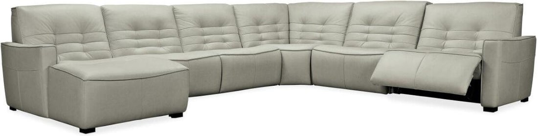 Reaux Grey Grandier 6-Piece Laf Chaise Sectional With 2 Recliners: Reaux Grey Grandier 6-Piece Laf Chaise Sectional With 2 Recliners Hooker Furniture Upholstery is a designer-inspired collection of upscale leather seating that includes versatile reclining chairs, mod