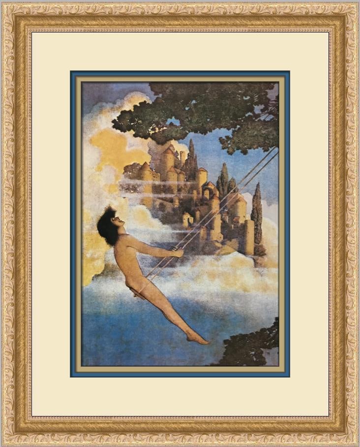 Maxfield Parrish The Dinky Bird Custom Framed Print 14x18: Maxfield Parrish The Dinky Bird Custom Framed Print 14x18 This custom framed print titled 'The Dinky Bird' by Maxfield Parrish features a stunning impressionist design. Measuring 14 inches by 18 inche