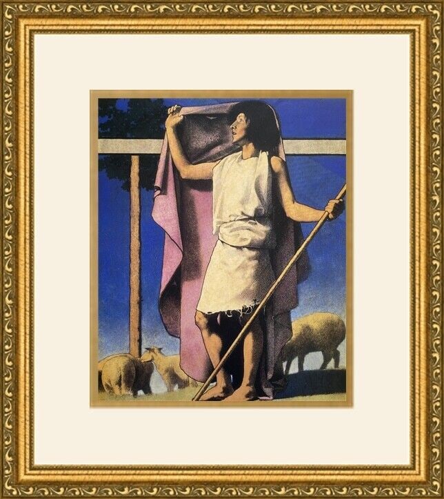 Maxfield Parrish Sheppard with Purple Robe Custom Framed Print 15x18: Maxfield Parrish Sheppard with Purple Robe Custom Framed Print 15x18 This custom gallery framed print features the artwork 'Sheppard with Purple Robe' by Maxfield Parrish. The print is medium-sized wi