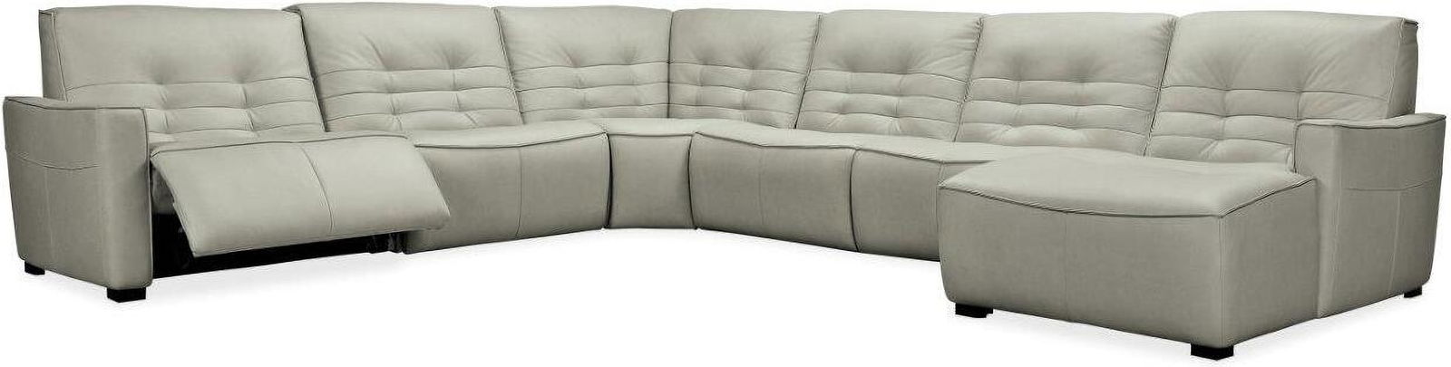 Reaux Grandier 6-Piece Raf Chaise Sectional With 2 Recliners In Grey: Reaux Grandier 6-Piece Raf Chaise Sectional With 2 Recliners In Grey Hooker Furniture Upholstery is a designer-inspired collection of upscale leather seating that includes versatile reclining chairs,