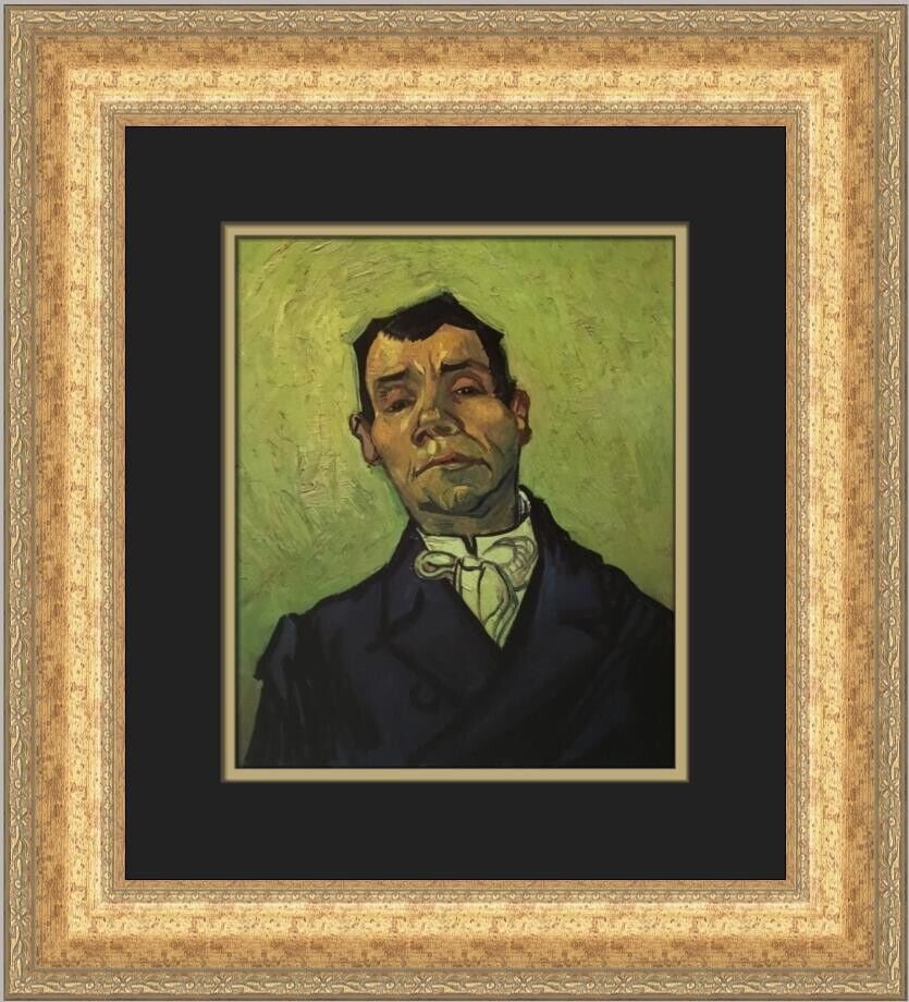 Vincent Van Gogh Portrait of a Man Framed Print 17x19 in: Vincent Van Gogh Portrait of a Man Framed Print 17x19 in This custom framed print features Vincent Van Gogh's "Portrait of a Man," showcasing expressionism and impressionism styles. The print is matte
