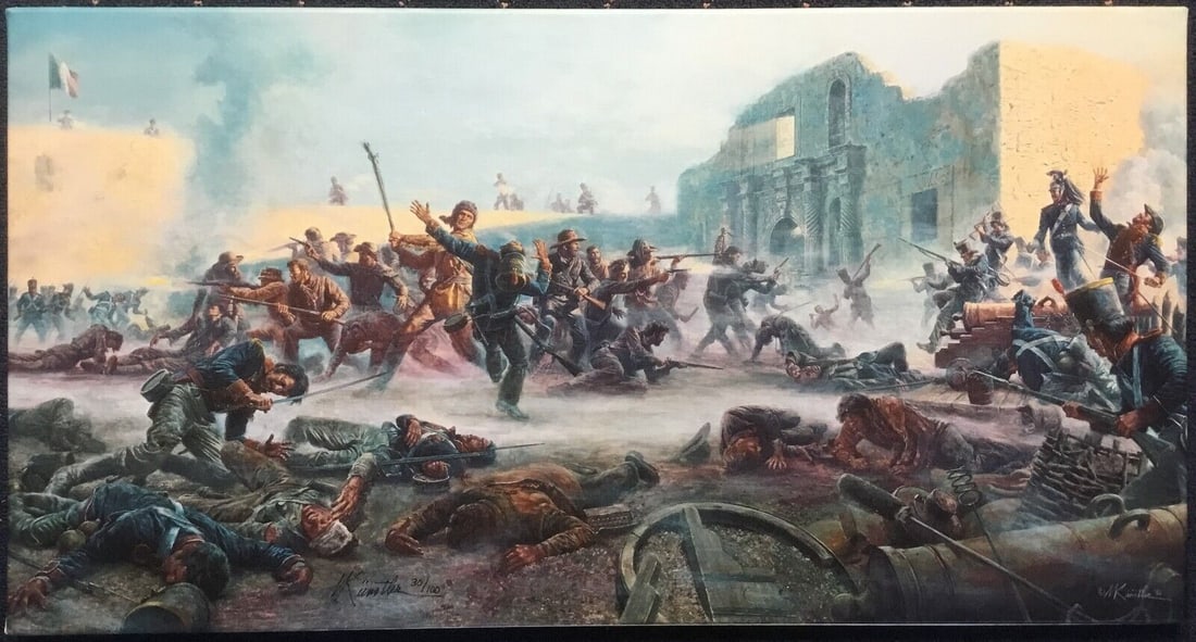 Mort Kunstler The Fall of the Alamo Giclee Print Canvas 1988 Limited Edition: Mort Kunstler The Fall of the Alamo Giclee Print Canvas 1988 Limited Edition This Mort Kunstler artwork titled 'The Fall of the Alamo' is a signed and numbered limited edition giclee print on canvas.