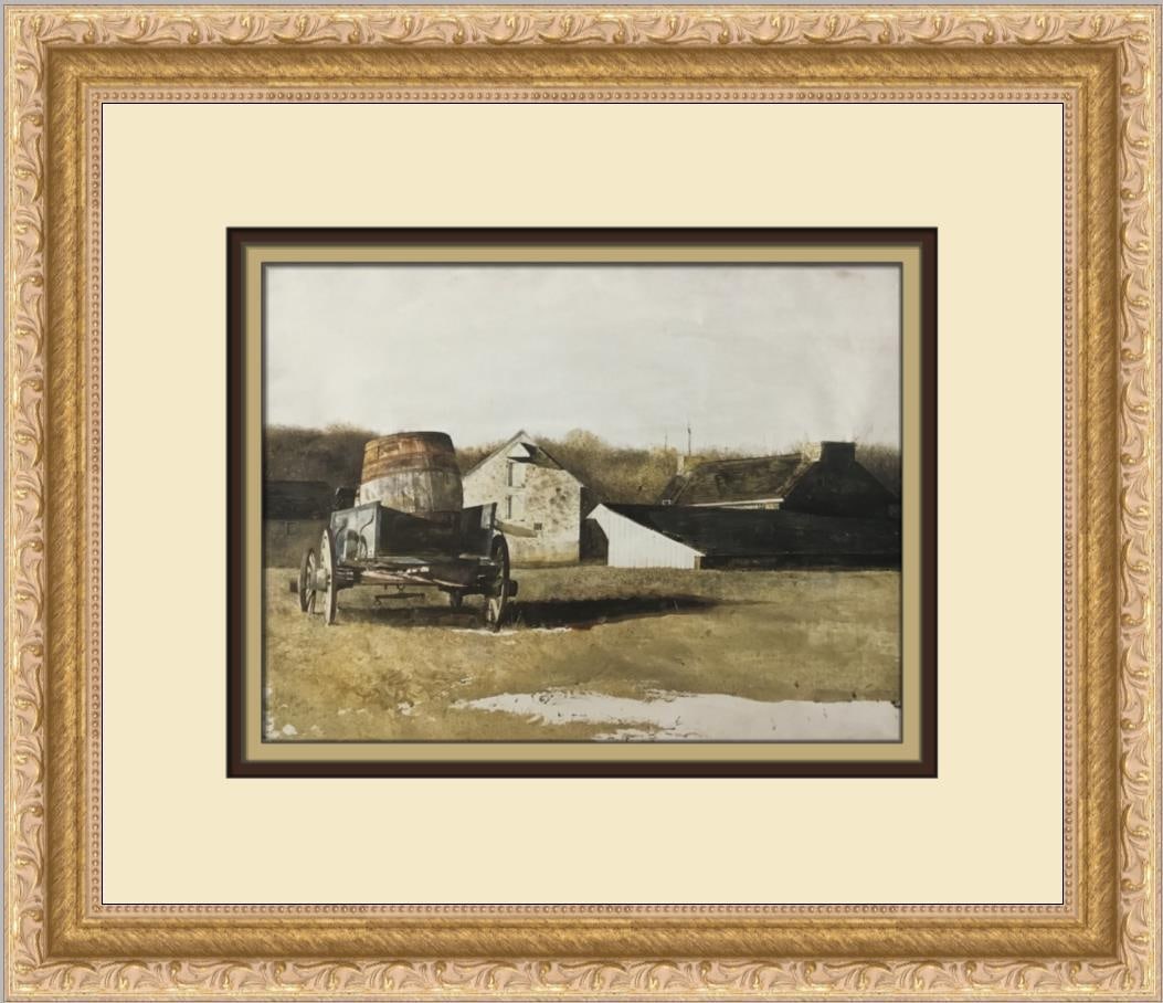 Andrew Wyeth Cider Barrel Print Custom Framed 12x14 in: Andrew Wyeth Cider Barrel Print Custom Framed 12x14 in This custom framed print titled 'Cider Barrel' by Andrew Wyeth features an impressionistic realism style. Created using offset lithograph techniq