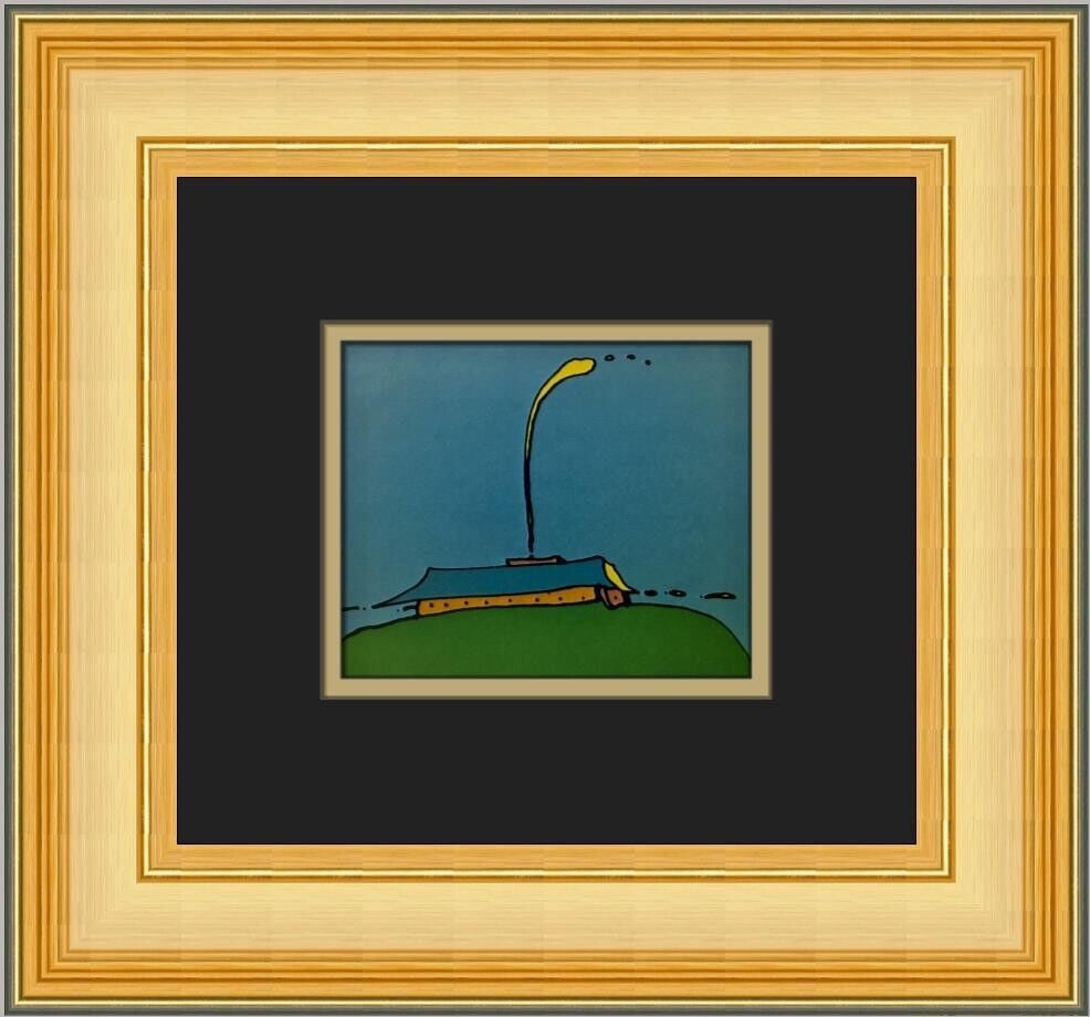 Peter Max House On The Hill Pop Art Print 1976 Framed 12x13 in: Peter Max House On The Hill Pop Art Print 1976 Framed 12x13 in This custom framed print by Peter Max titled 'House On The Hill' features Pop Art style and is an open edition print produced in 1976. Th