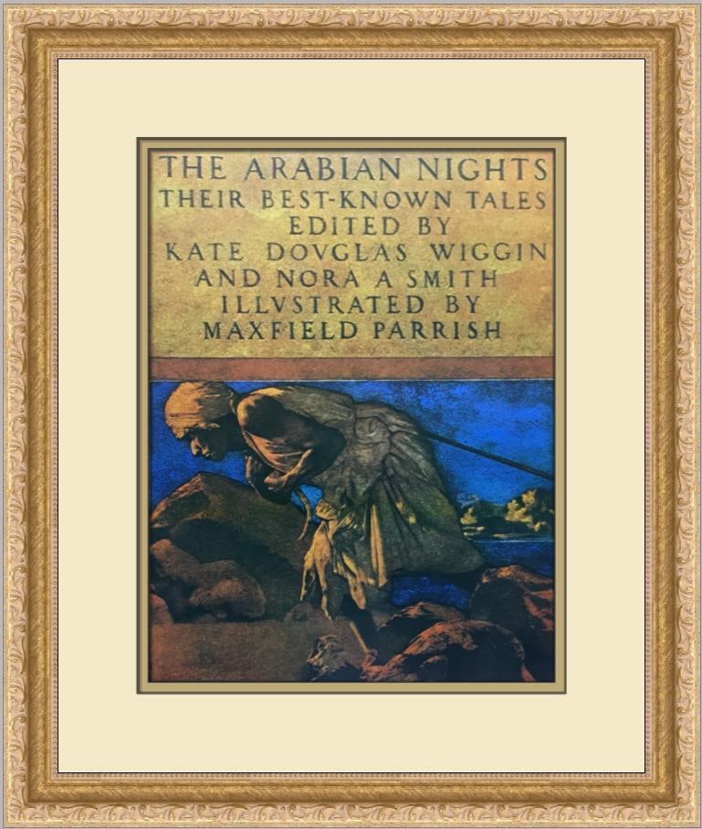 Maxfield Parrish The Arabian Nights Custom Framed Lithograph Print: Maxfield Parrish The Arabian Nights Custom Framed Lithograph Print This custom framed print titled 'The Arabian Nights' by Maxfield Parrish showcases a fantasy theme in impressionism. The artwork is a