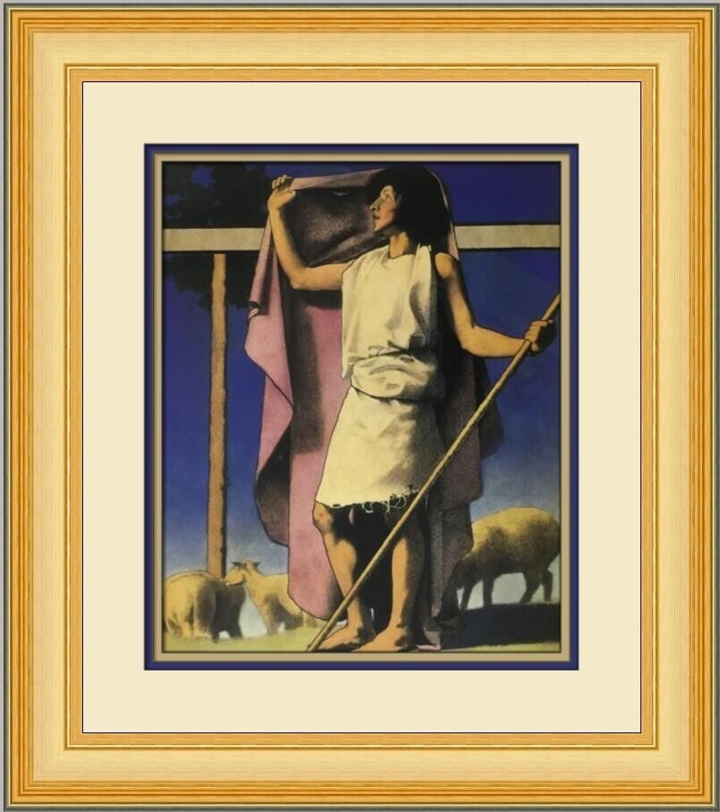 Maxfield Parrish Shephard with Purple Robe Framed Print 18x20 in Fantasy Art: Maxfield Parrish Shephard with Purple Robe Framed Print 18x20 in Fantasy Art This custom framed print features the artwork 'Shephard with Purple Robe' by Maxfield Parrish, created in 1996. The piece m